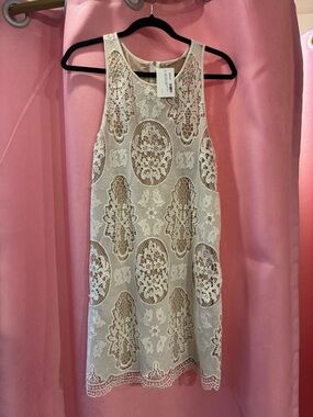Tart Cream Lace Overlay Mini Dress- size small